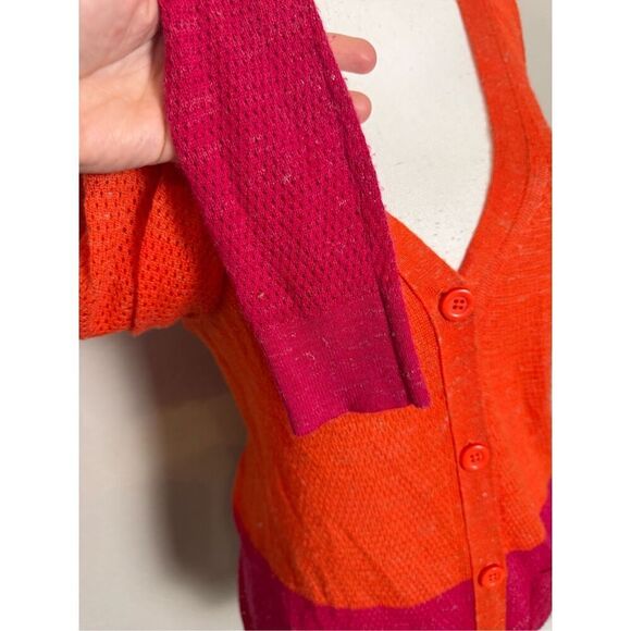 Anthropologie Moth Wool Blend Color Block Orange Pink Small - Picture 6 of 8